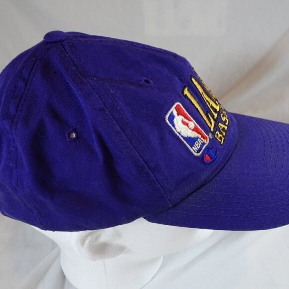 Vintage 90s Champions NBA Lakers Basketball Men Purple Adjustable Hat Cap - Picture 4 of 9